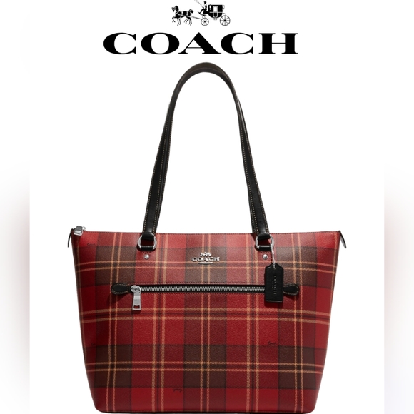 Coach Handbags - New 🎀 Coach Gallery Tote With Tartan Plaid Print Bag